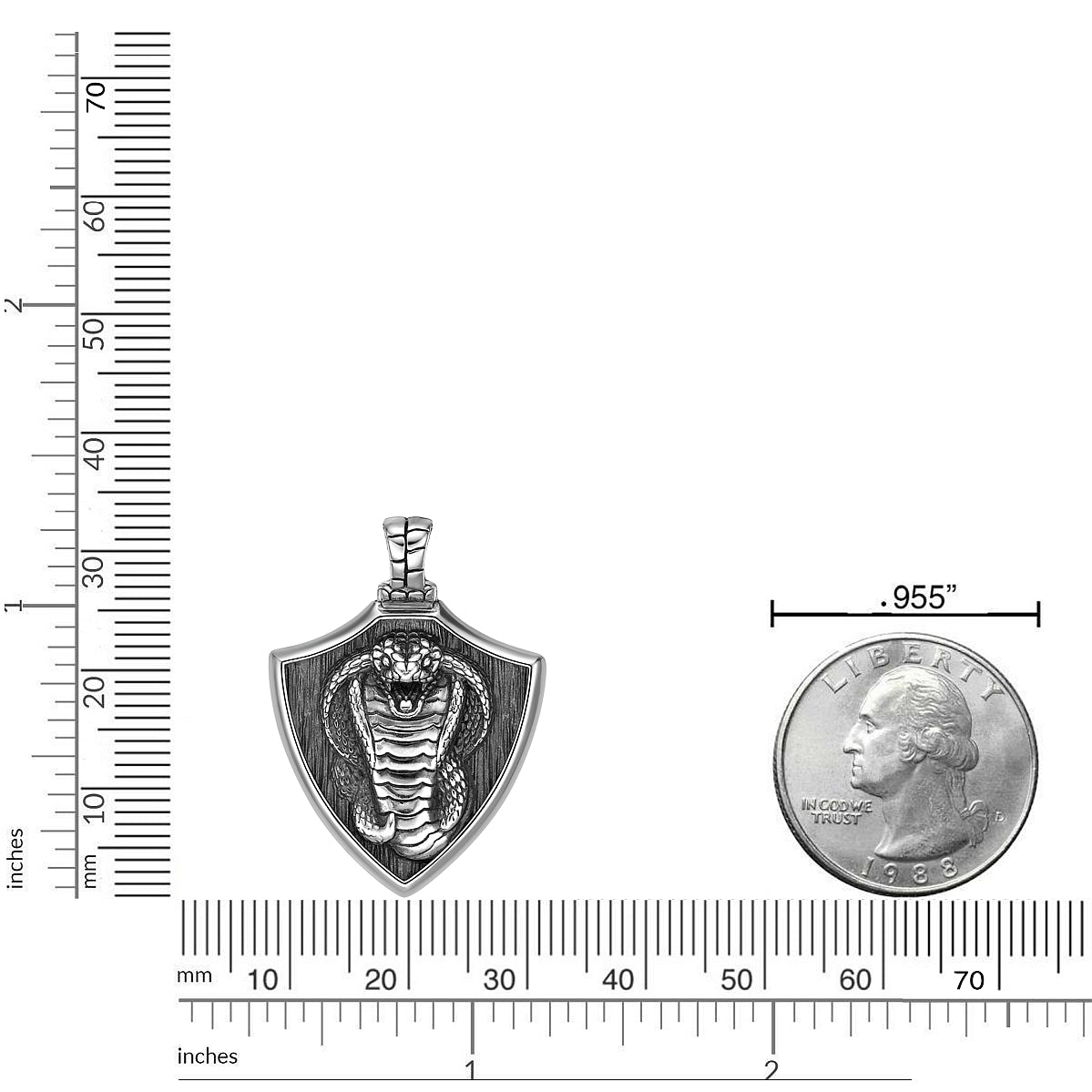 Cobra Shield Pendant in Sterling Silver