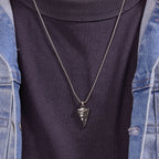 Black Spinel Shark Tooth Pendant in Sterling Silver