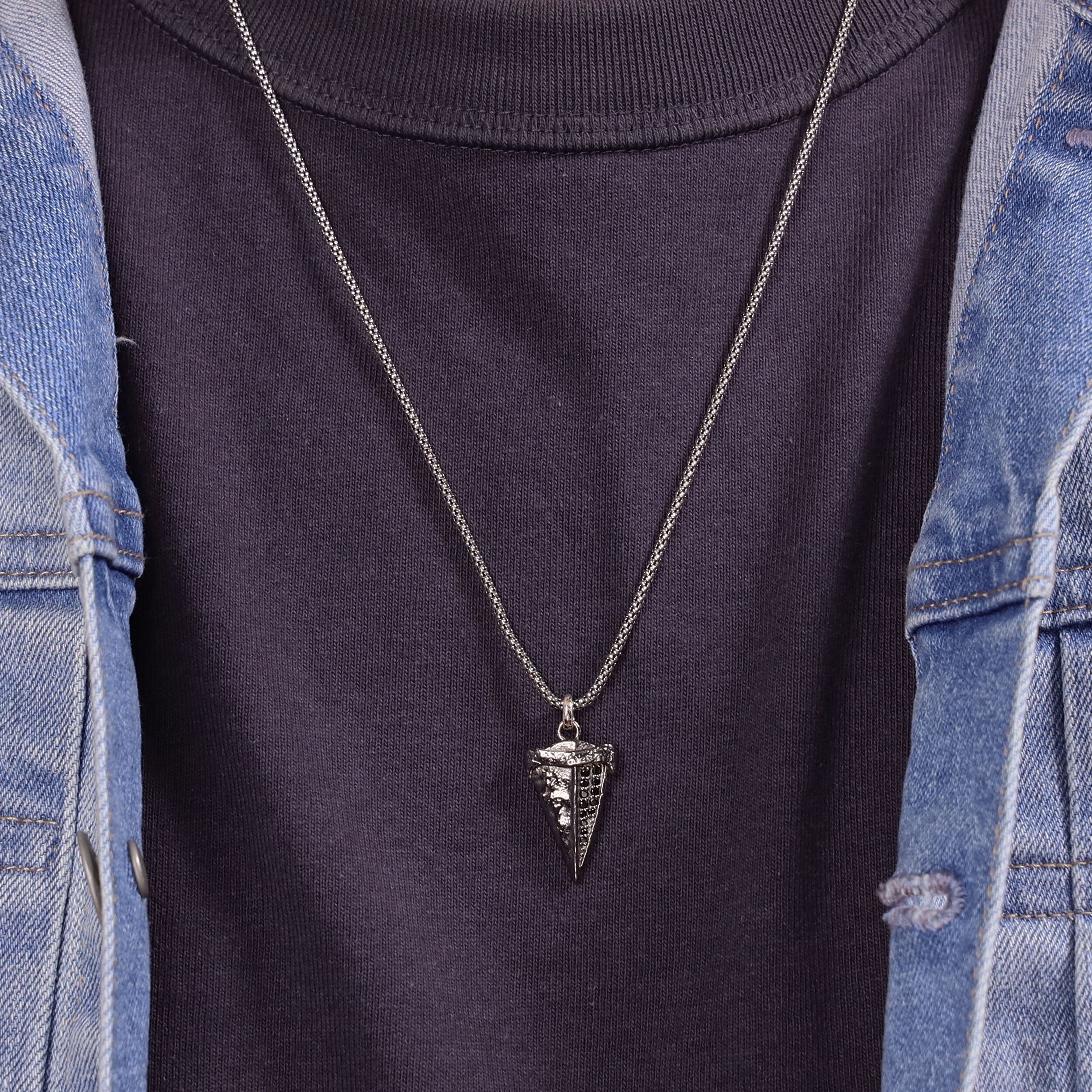 Black Spinel Shark Tooth Pendant in Sterling Silver