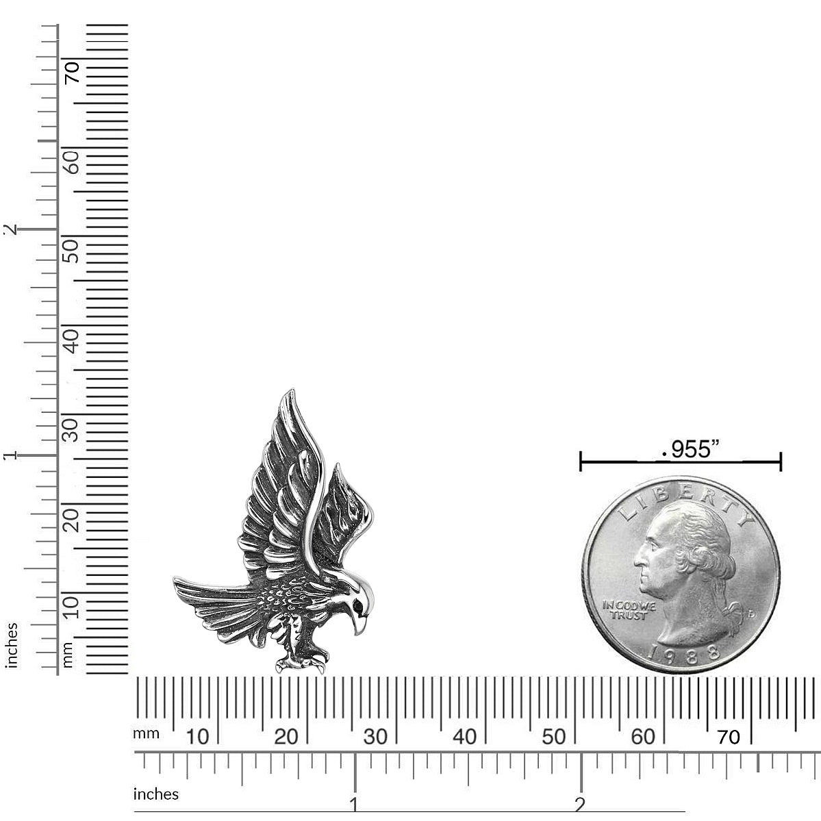 Black Spinel Eagle Pendant in Sterling Silver