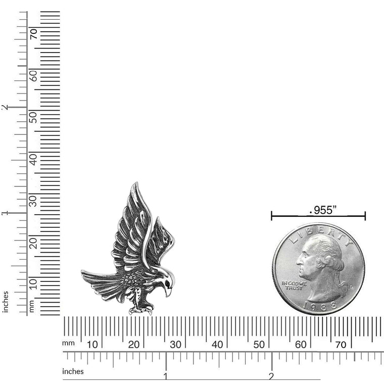 Black Spinel Eagle Pendant in Sterling Silver