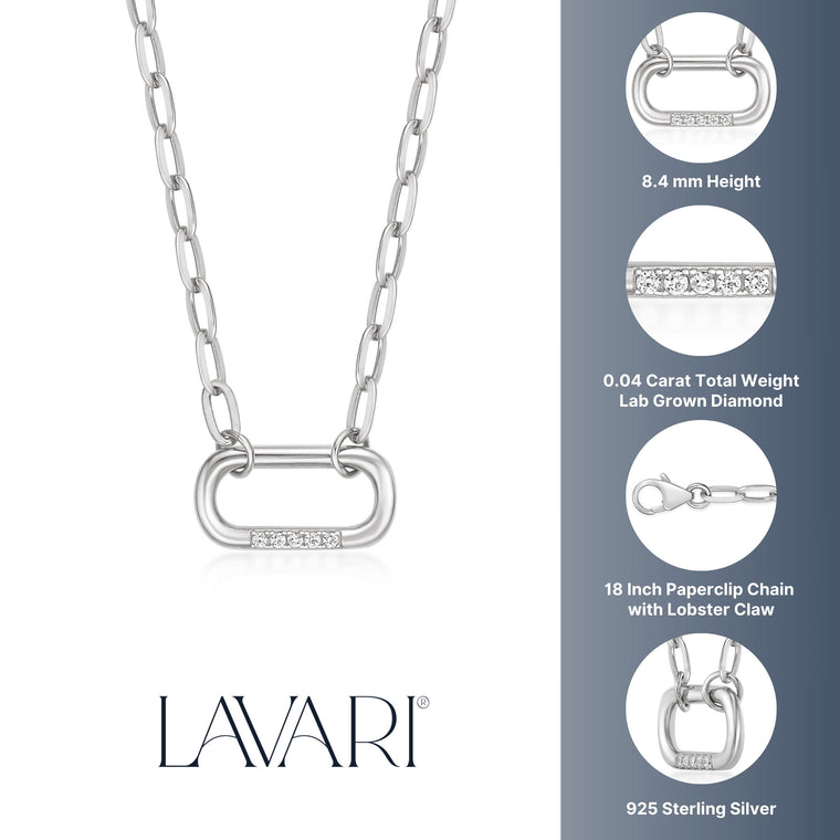 Lab Grown Diamoind Carabiner Paperclip Necklace