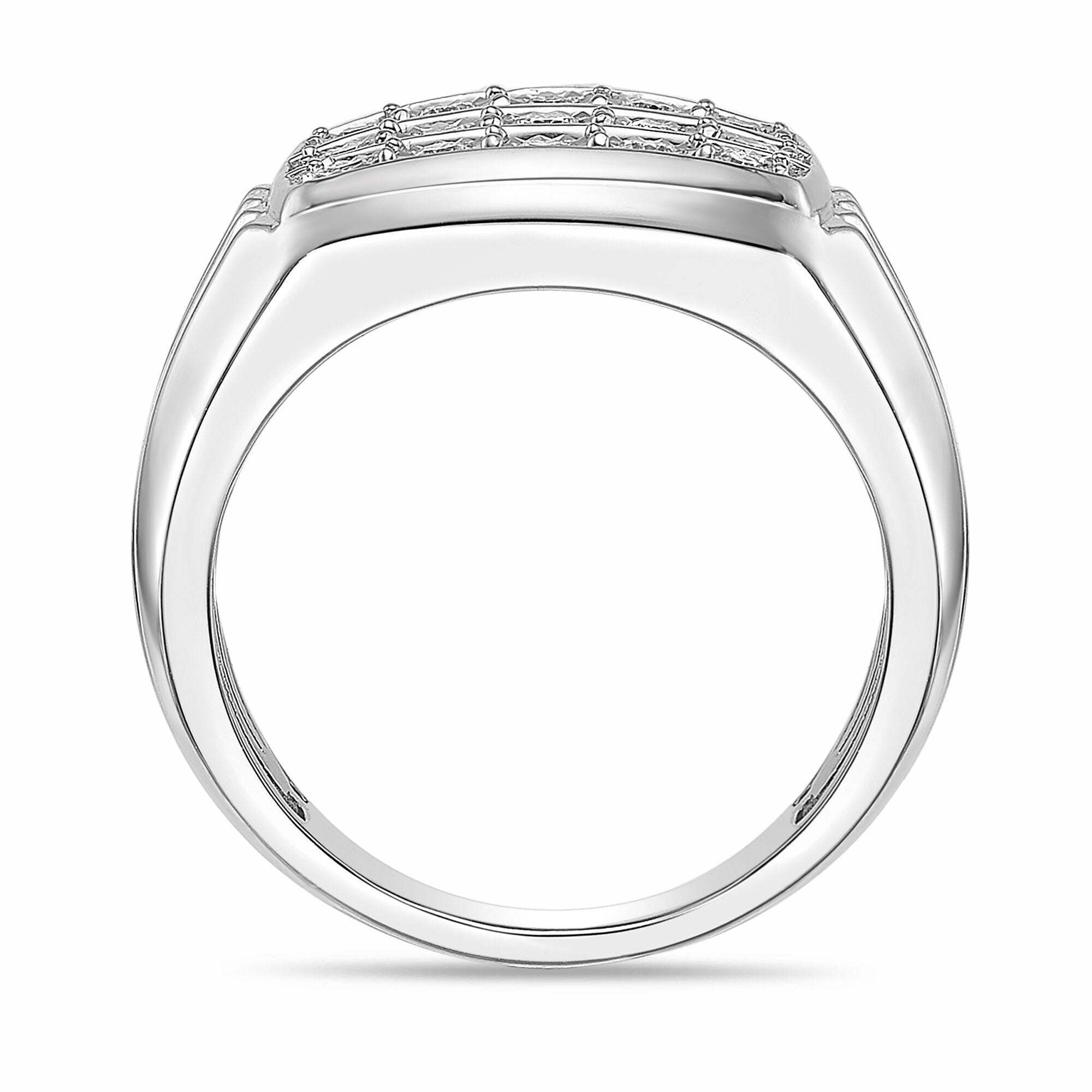 Men's Three-Row Lab Grown Diamond Statement Ring in Sterling Silver (1/3 ct. tw.)