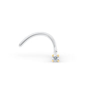 Titanium Diamond Curved Nose Ring with 14K Gold - 20G