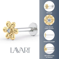 Titanium Eternity Knot Cartilage Piercing with 14K Gold - 18G
