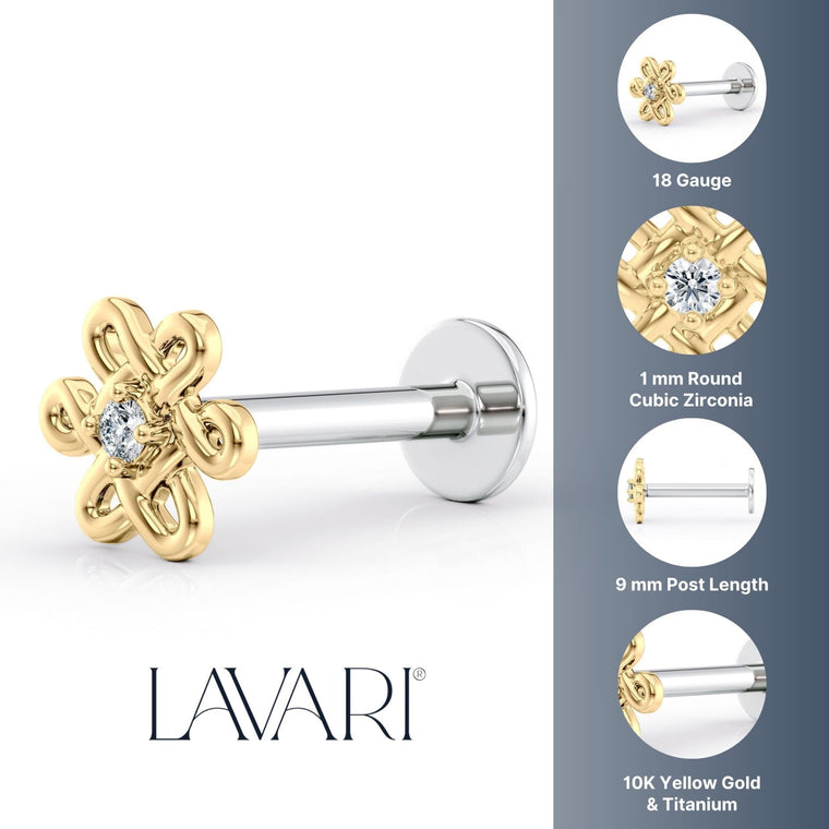 Titanium Eternity Knot Cartilage Piercing with 14K Gold - 18G