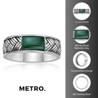 Men's Malachite Woven Band in Sterling Silver