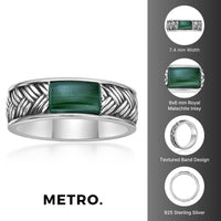 Men's Malachite Woven Band in Sterling Silver