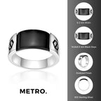 Men's Black Onyx Geometric Ring in Sterling Silver