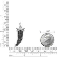 Black Spinel Fang Pendant in Sterling Silver, 24"