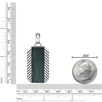 Chevron Malachite Dog Tag Pendant in Sterling Silver, 24"