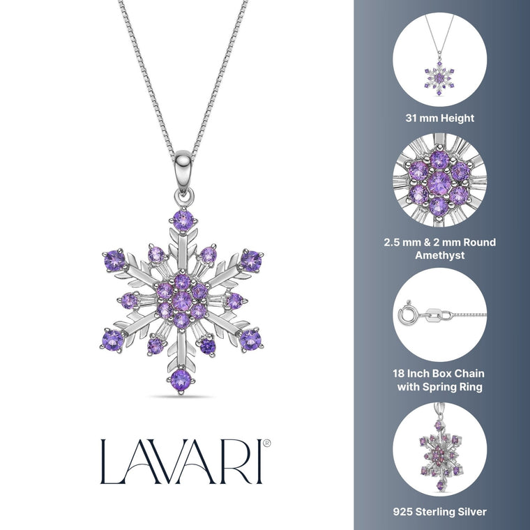 Sterling Silver Birthstone Snowflake Pendant