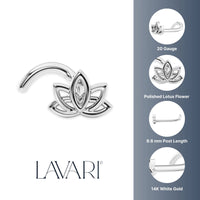 14K Lotus Curved Nose Ring - 20G