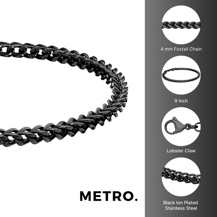 Thin Bracelet in Black Ion Plated Stainless Steel