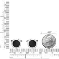 Round Black Resin Cufflinks in Stainless Steel