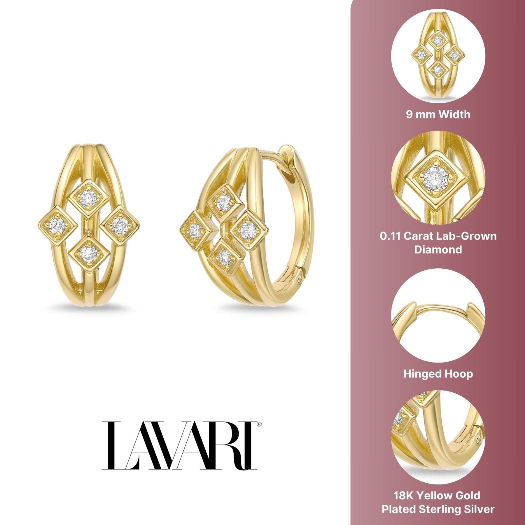 Lab Grown Diamond Cage Huggie Earrings