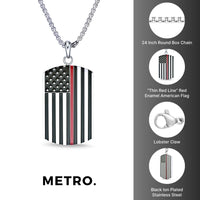 American Flag Dog Tag in Red Enamel Stainless Steel