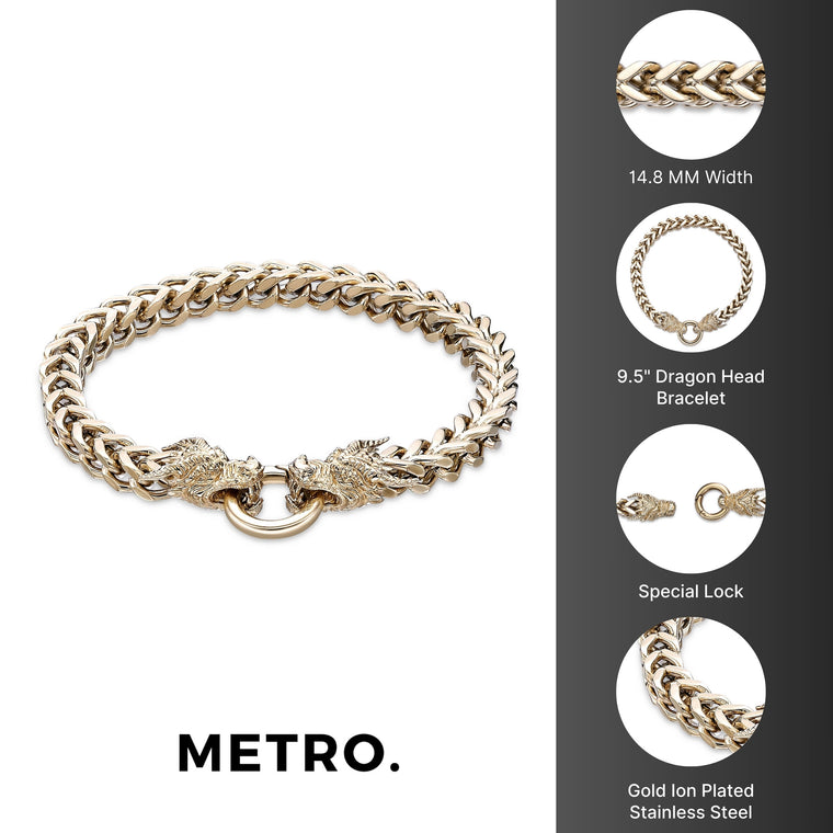 Dragon Head Bracelet in Gold Ion Plated Stainless Steel