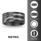 American Flag Band in Black Ion-Plated Stainless Steel