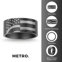 American Flag Band in Black Ion-Plated Stainless Steel
