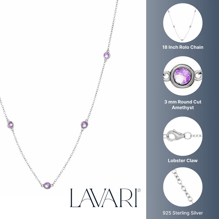 Birthstone Station Necklace in Sterling Silver