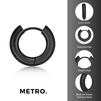 Plain Hoop Earring in Black Ion Plated Stainless Steel