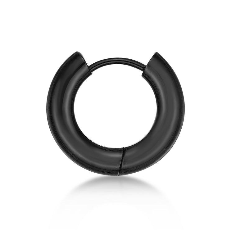 Plain Hoop Earring in Black Ion Plated Stainless Steel
