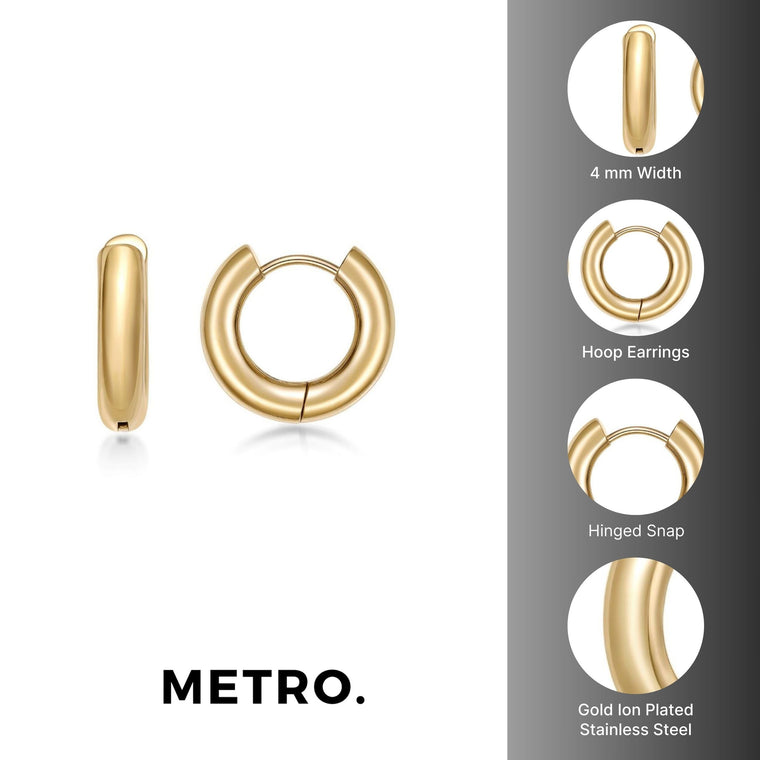 Plain Hoop Earring in Gold Ion Plated Stainless Steel