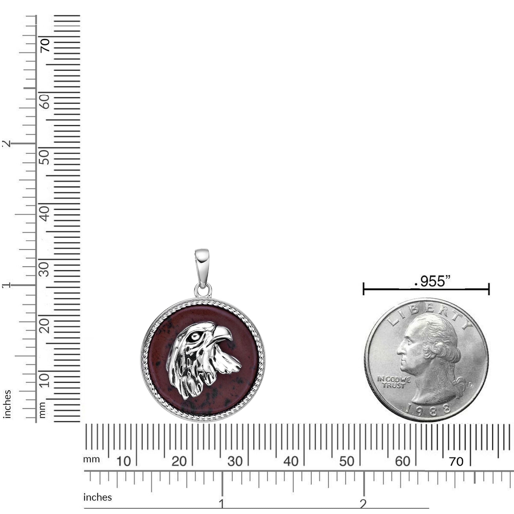 Round Eagle Pendant in Brown Obsidian and Serling Silver