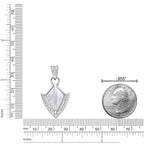 Men’s Mother of Pearl & Lab-Created White Sapphire Arrowhead Pendant in Sterling Silver