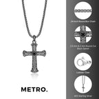 Men's Black Spinel Cross Pendant in Sterling Silver