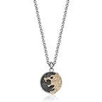 Men's Two-Tone Black Spinel Wolf Pendant in in Sterling Silver with Yellow Gold Plated Accent