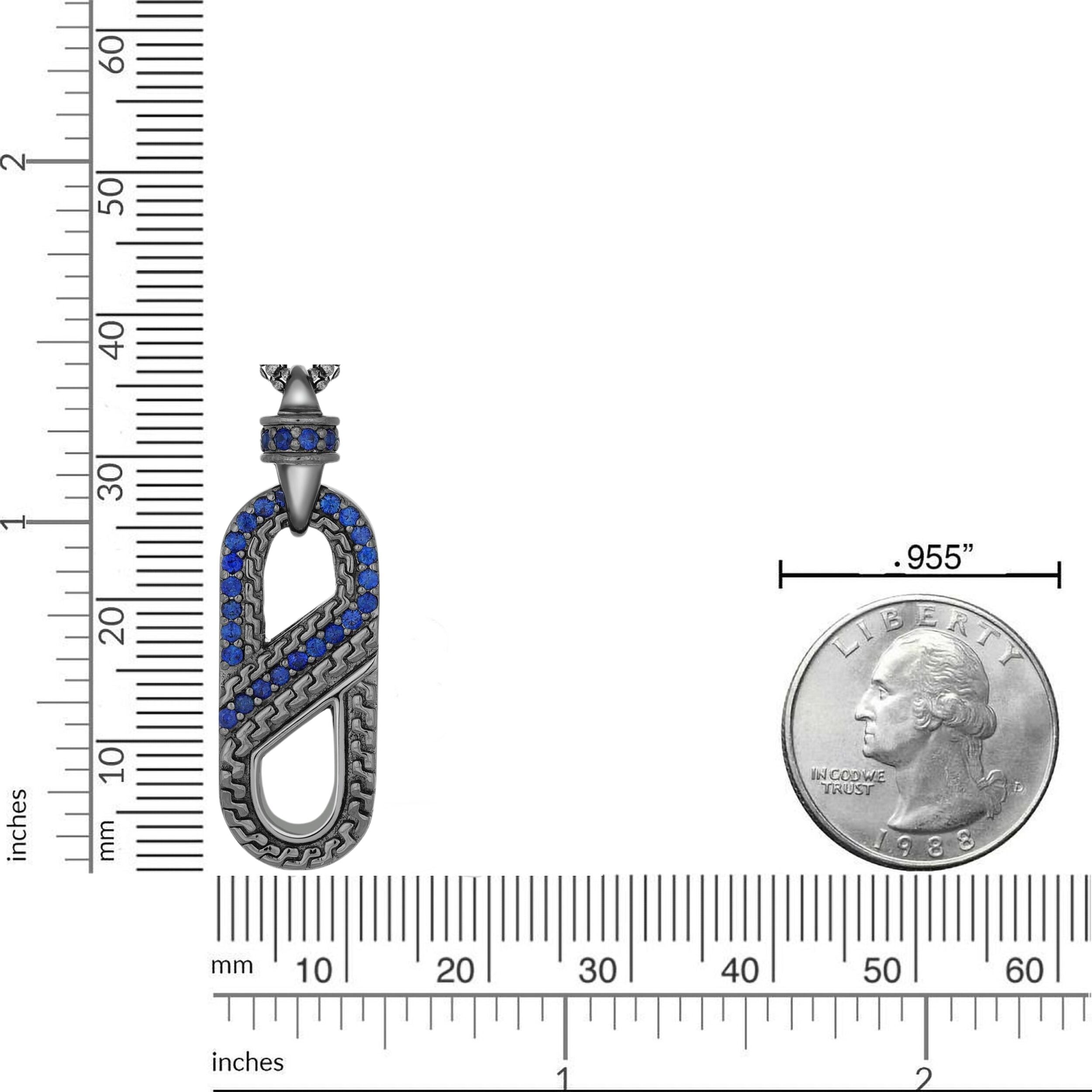 Men's Lab-Created Blue Sapphire Pendant inn Sterling Silver