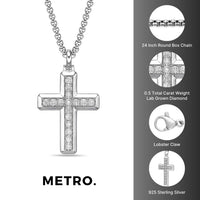 Domed Beveled Pendant in Sterling Silver