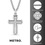 Men's Lab Grown Diamond Cross Pendant in Sterling Silver (1/2 ct. tw.)