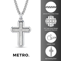 Men's Lab Grown Diamond Cross Pendant in Sterling Silver (1/2 ct. tw.)