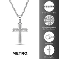 Men's Lab Grown Diamond Cross Pendant in Sterling Silver (1 ct. tw.)