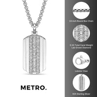 Men's Lab Grown Diamond Dog Tag Pendant in Sterling Silver (1/3 ct. tw.)
