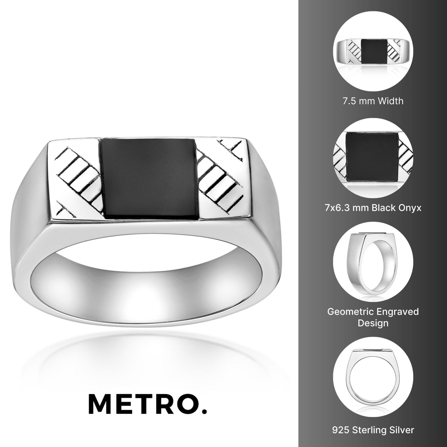 Men's Black Onyx Ring in Sterling Silver