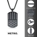 American Flag Dog Tag in Black Ion-Plated Stainless Steel