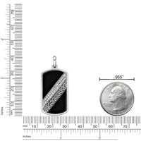 Black Onyx Dog Tag Pendant with 0.25 Natural Diamond cttw in Sterling Silver, 24"