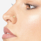 14K Clover Curved Nose Ring - 20G
