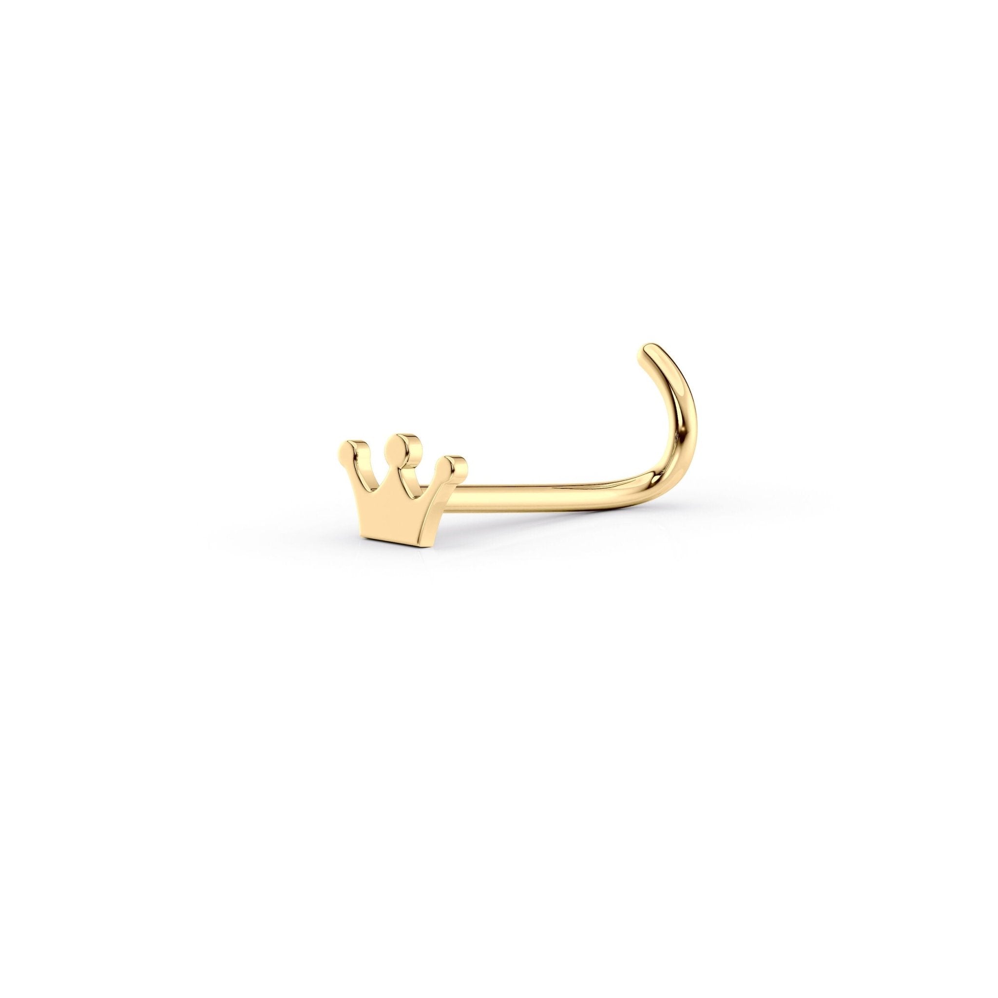 14K Crown Curved Nose Ring - 20G