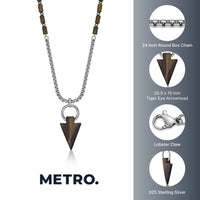 Men's Tiger Eye Arrowhead Necklace in Sterling Silver