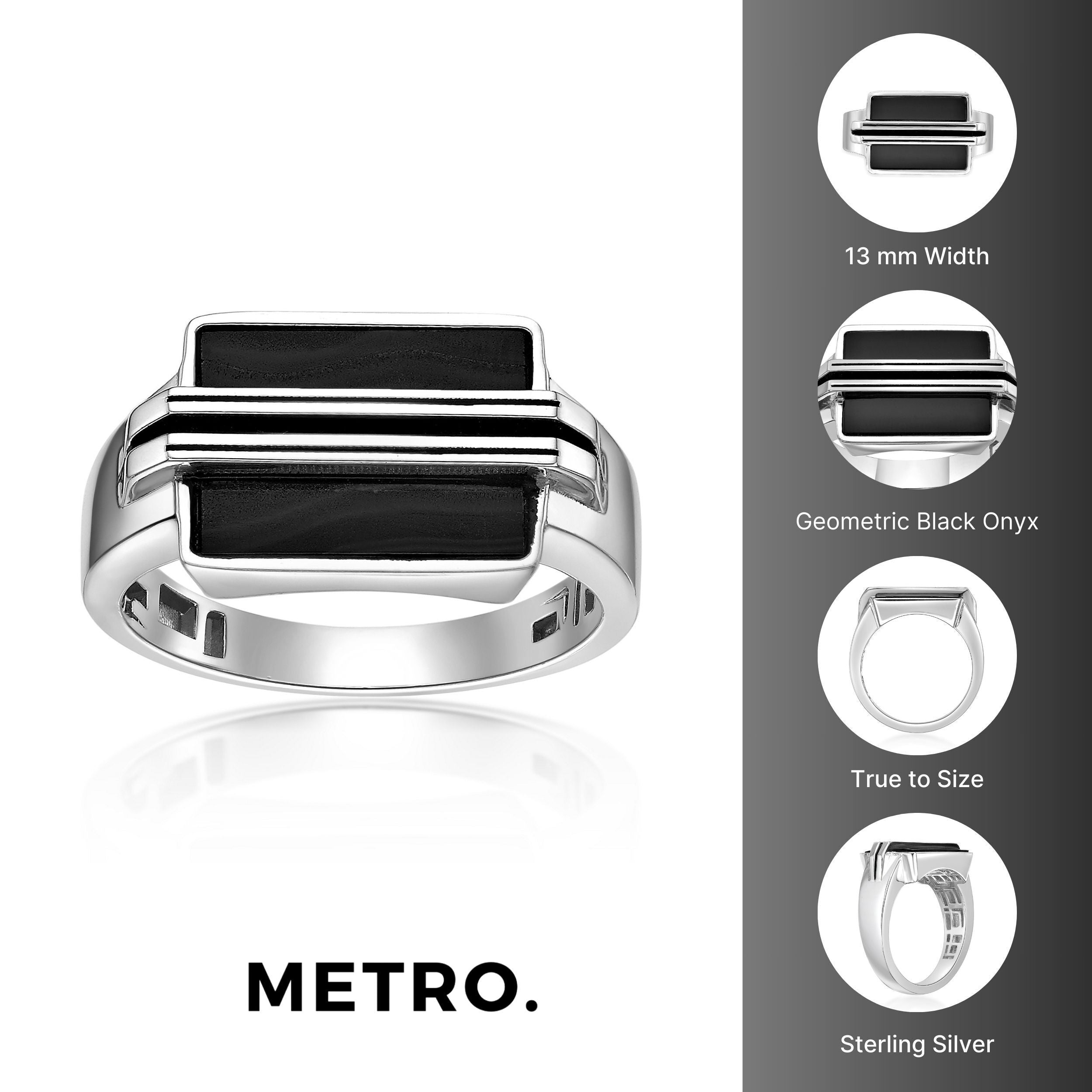 Men's Black Onyx & Resin Ring in Sterling Silver
