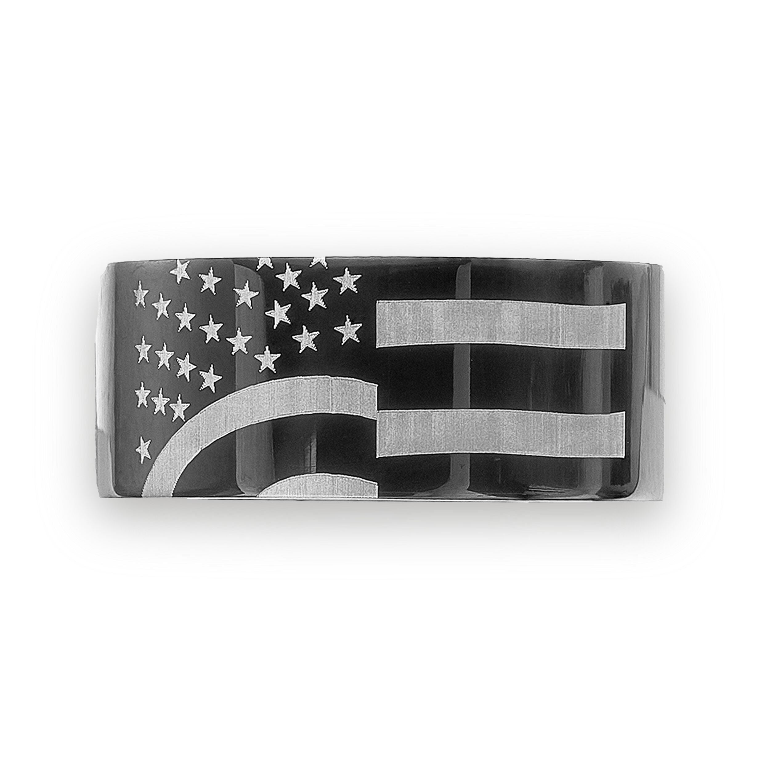 American Flag Band in Black Ion-Plated Stainless Steel