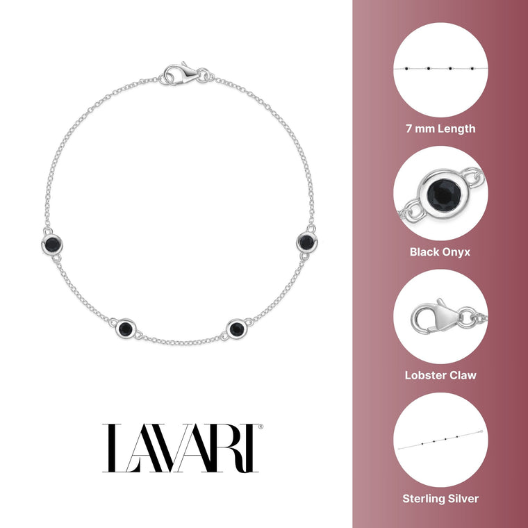 Birthstone Station Bracelet in Sterling Silver