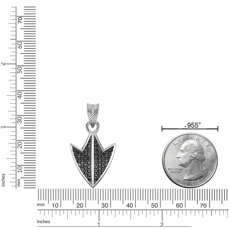 Men’s Arrowhead Pendant with Black Spinel in Sterling Silver