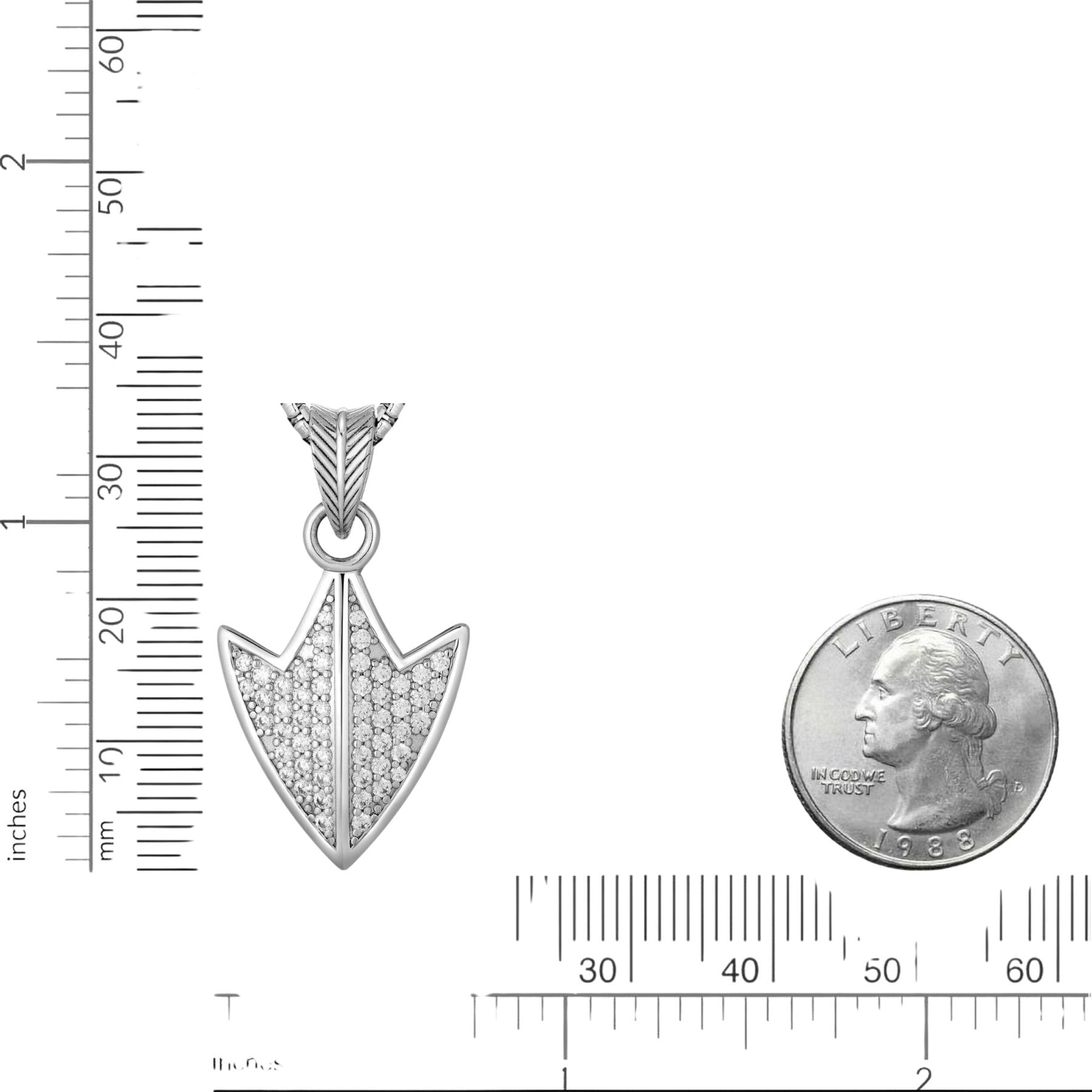 Men's Arrowhead Pendant with Lab-Created White Sapphire in Sterling Silver