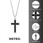 Men's Black Onyx Cross Pendant in Sterling Silver